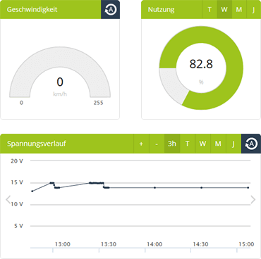 Dashboard im Autoskope Portal - Eine Übersicht mit all deinen Fahrzeugen und deren Status.