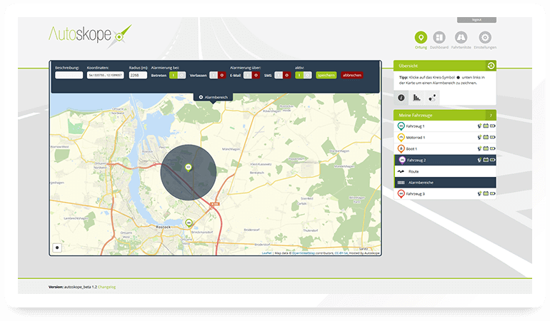 Alarmierungen im Autoskope Portal einstellen - Push-Benachrichtigungen, SMS und E-Mail